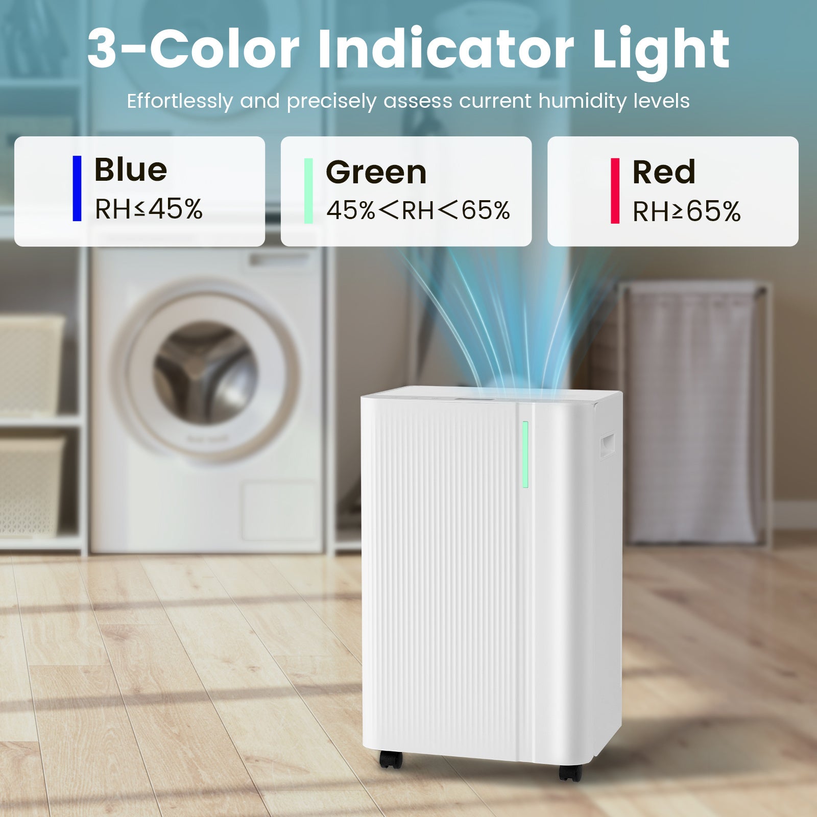 COSTWAY 4500 Sq.Ft Dehumidifier for Home, 54 Pints Dehumidifier for Bathroom Bedroom Basement w\u002FDrain Hose, 3 Modes, light Display, 3-Color Indicator Light, 24H Timer, Auto Defrost.