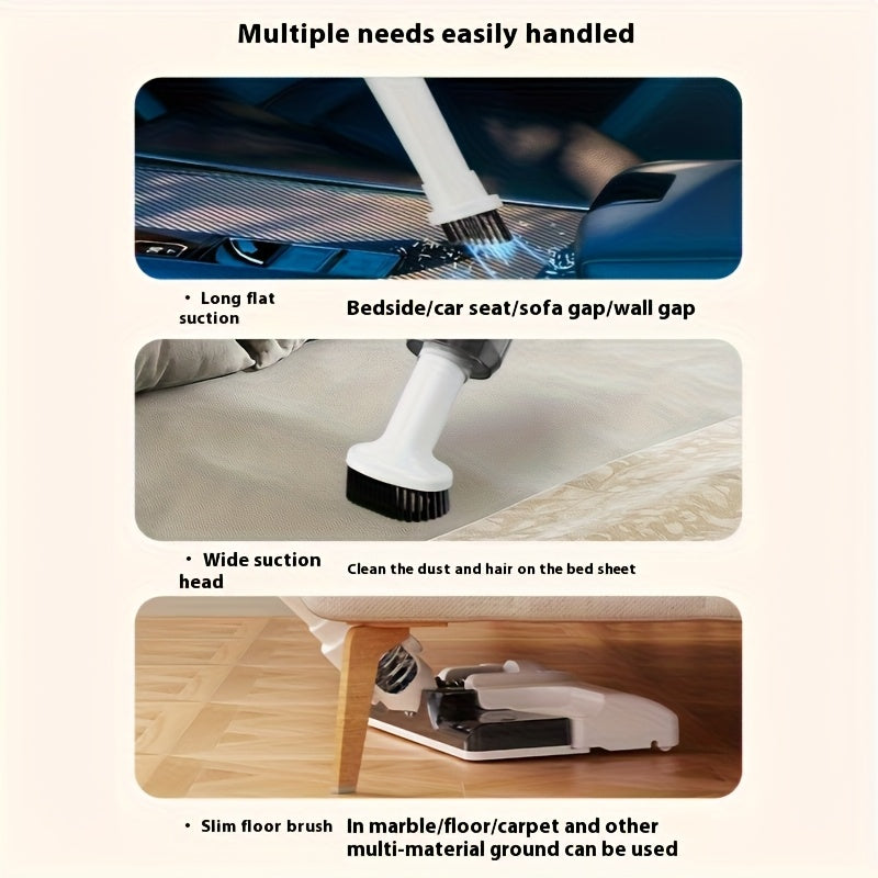 Wireless Vertical Rod-Type Vacuum Cleaner, Replaceable Cleaning Head Covers Any Cleaning Blind Spots, Combines Suction and Mopping Functions. Christmas Gifts, Car Accessories, Gifts for Men and Women, Christmas Home Decor, Carpet Cleaner