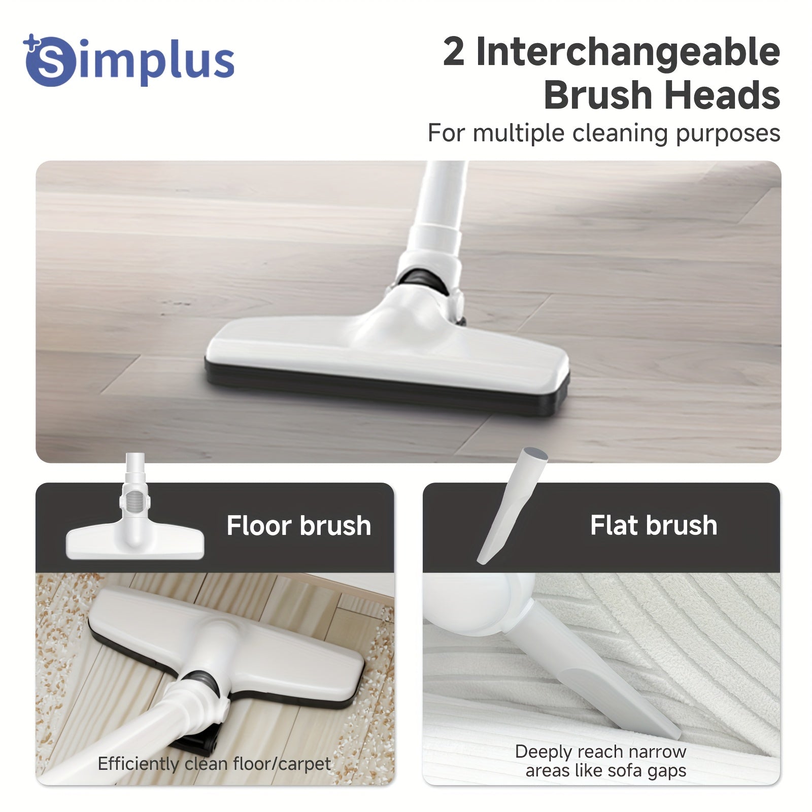Simplus Cordless Vacuum Cleaner, Car Vacuum, Wireless Home Vacuum, Lightweight Portable, Long Battery Life, 2 Modes, Type-C Rechargeable, 3-Layer High-Efficiency Filtration, Low Noise, Anti-Hair Wrap