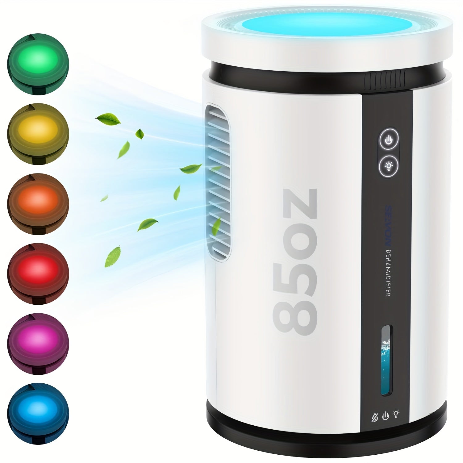 800 Sq.ft Dehumidifiers for Home, 85oz Larger Water Tank, Quiet Dehumidifier for Bedroom, Bathroom, Basement, RV with 7 Colors Light, Auto Shut Off, 2 Working Modes, Portable Dehumidifier