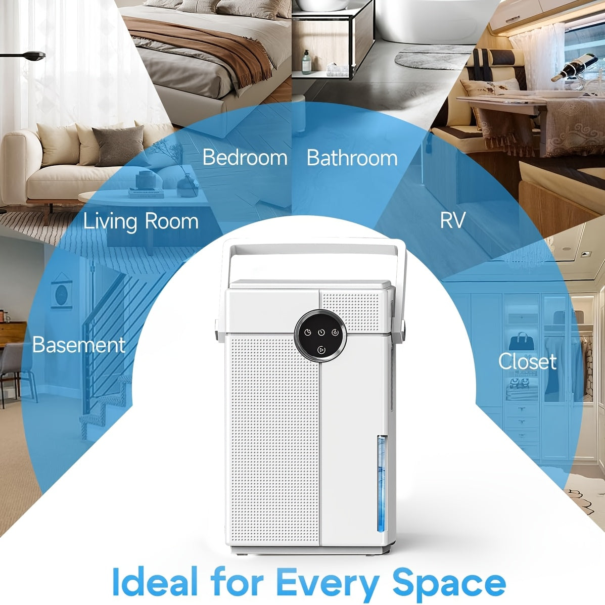 Full-Size Dehumidifier for Home with 118oz ( Water Tank) & Auto Shut-Off System, 7-Color Night Light, Compact Dehumidifiers Suitable for Bathroom, Bedroom, Basement - -to-Use Moisture Remover