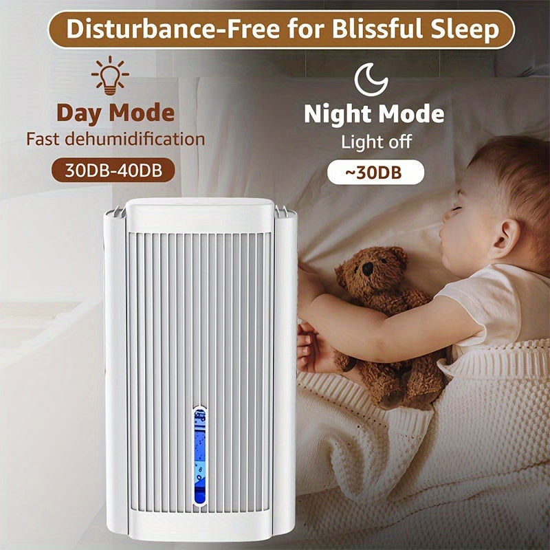 Dehumidifier with a 95 OZ Water Tank, Suitable for Basements, Bedrooms, Bathrooms, Rvs, Featuring a Sleep Mode, 7-Color LED Lights, Designed for Home Use.