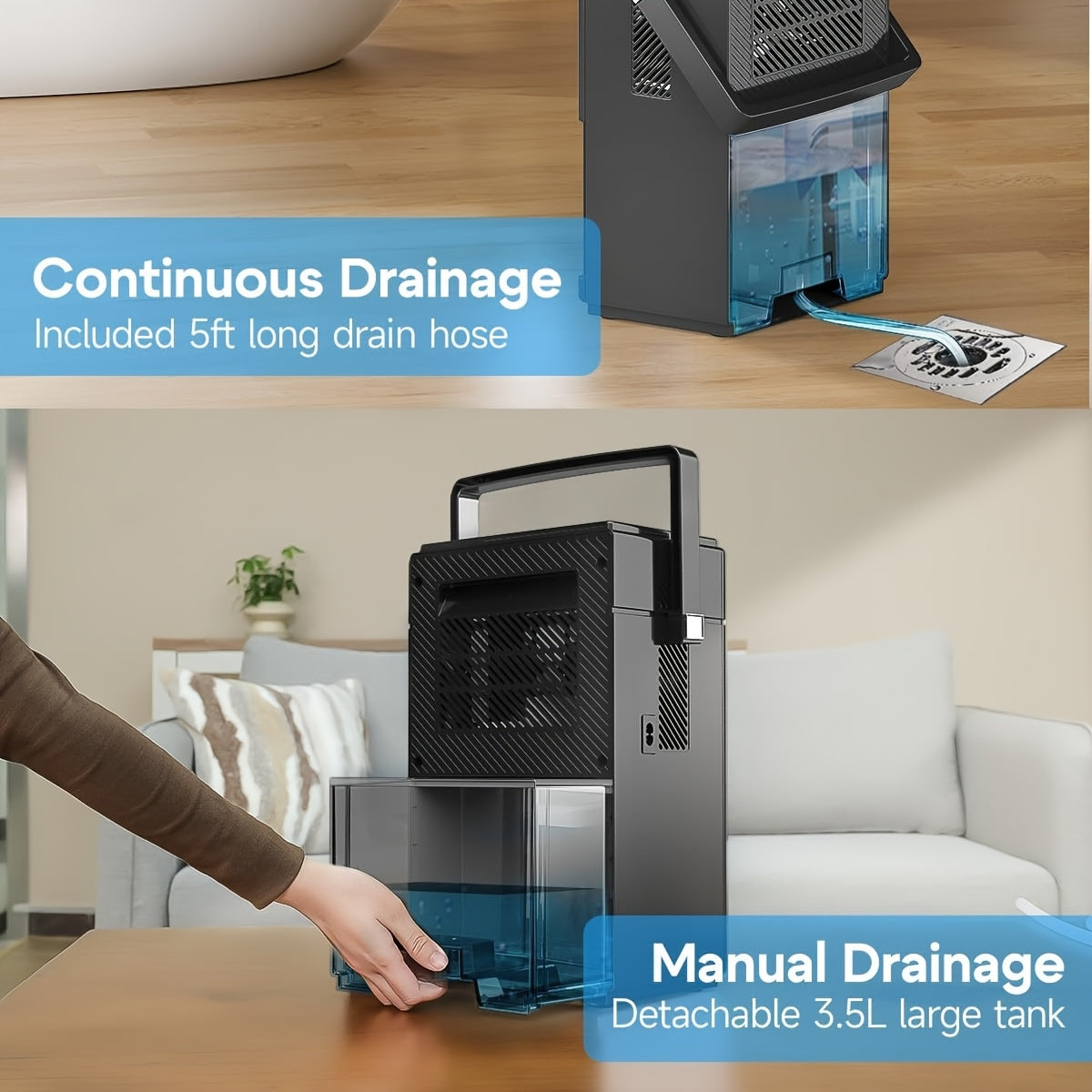 Full-Size Dehumidifier for Home with 118oz ( Water Tank) & Auto Shut-Off System, 7-Color Night Light, Compact Dehumidifiers Suitable for Bathroom, Bedroom, Basement - -to-Use Moisture Remover